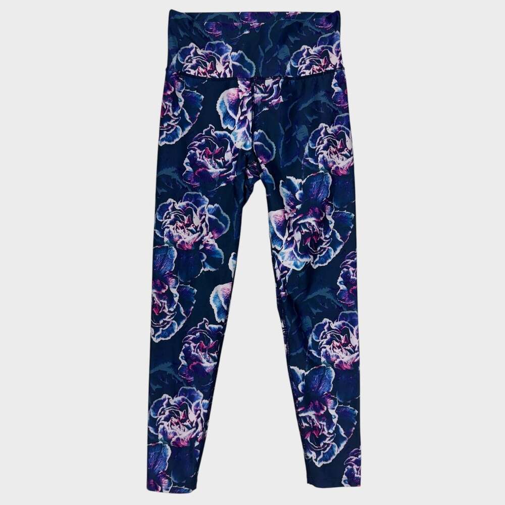 Kyodan Womens Medium Polyester Leggings Blue Floral